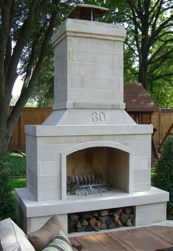 honed indiana limestone fireplace